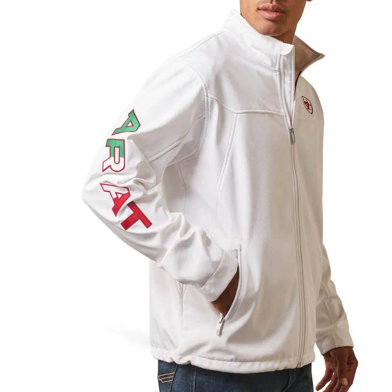 Ariat Men's New Team Softshell MEXICO Water Resistant Jacket, White