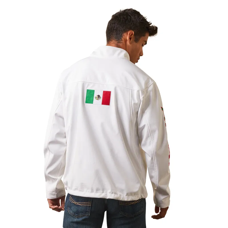 Ariat Men's New Team Softshell MEXICO Water Resistant Jacket, White