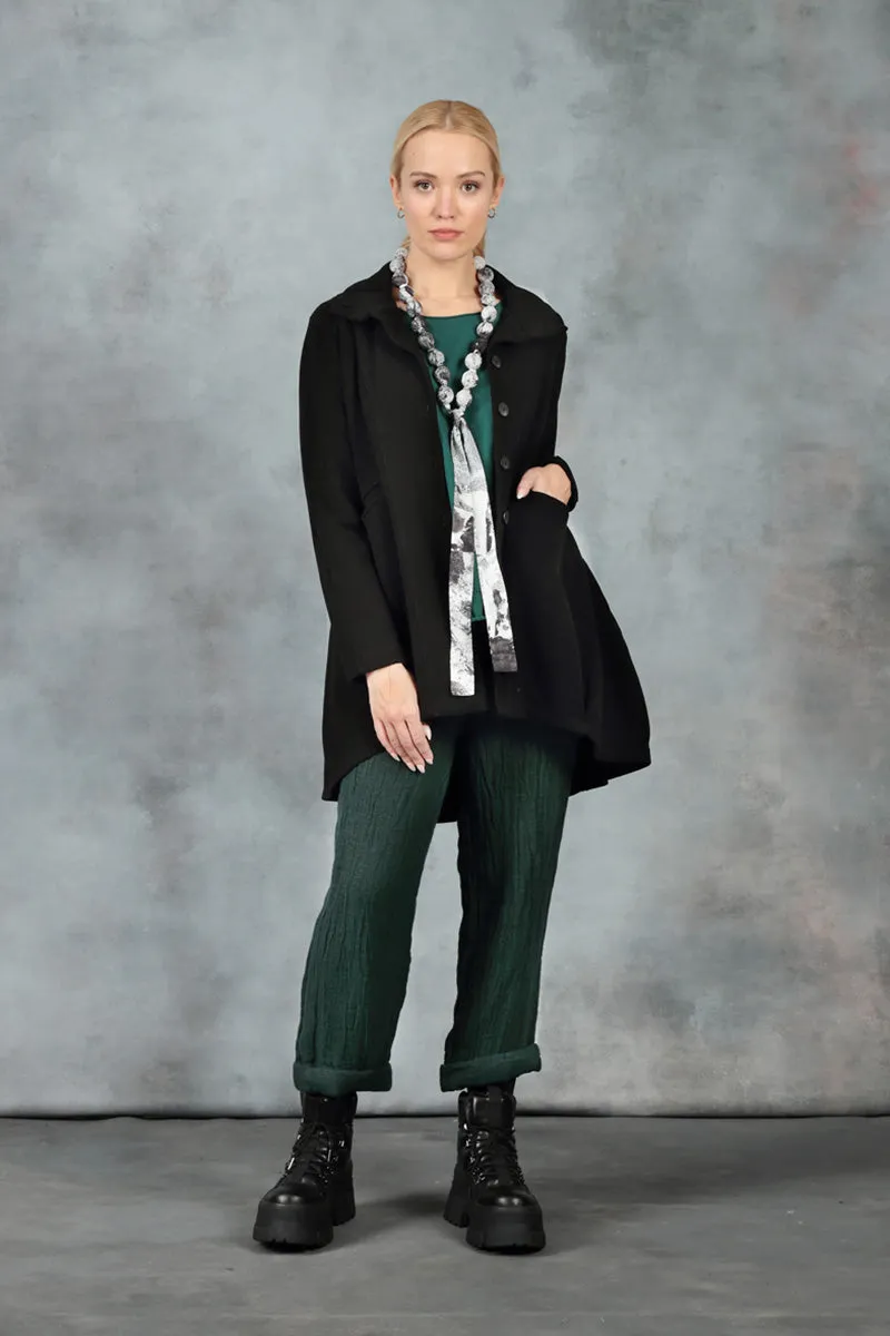 Asymmetric Hem Emerald Cotton Blouse