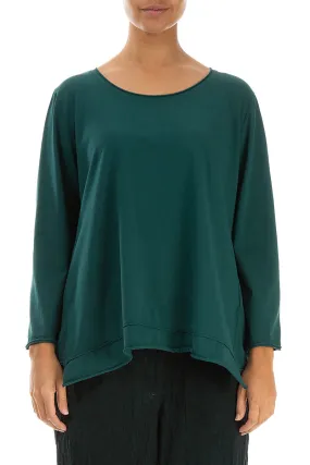 Asymmetric Hem Emerald Cotton Blouse