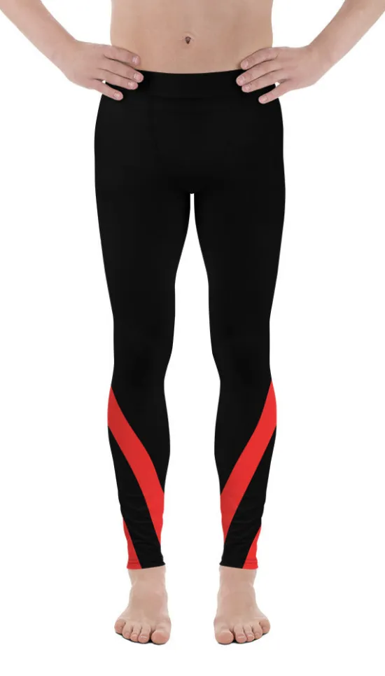 Black and Red Heart Shaped Men's Leggings