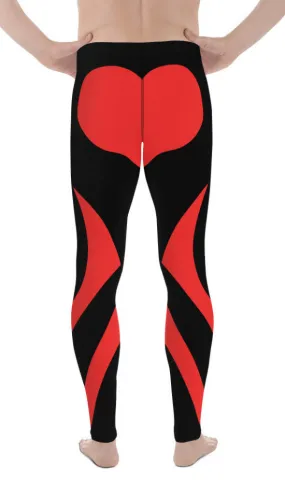 Black and Red Heart Shaped Men's Leggings