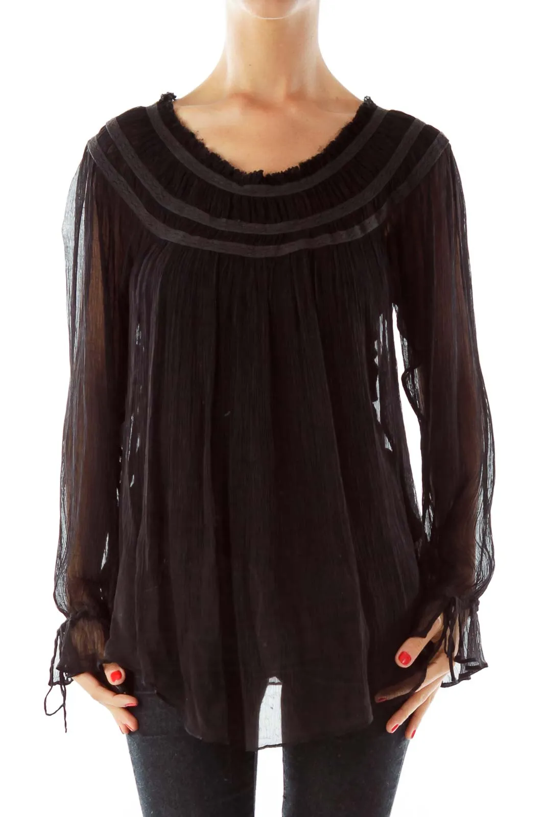 Black Sheer Loose Blouse