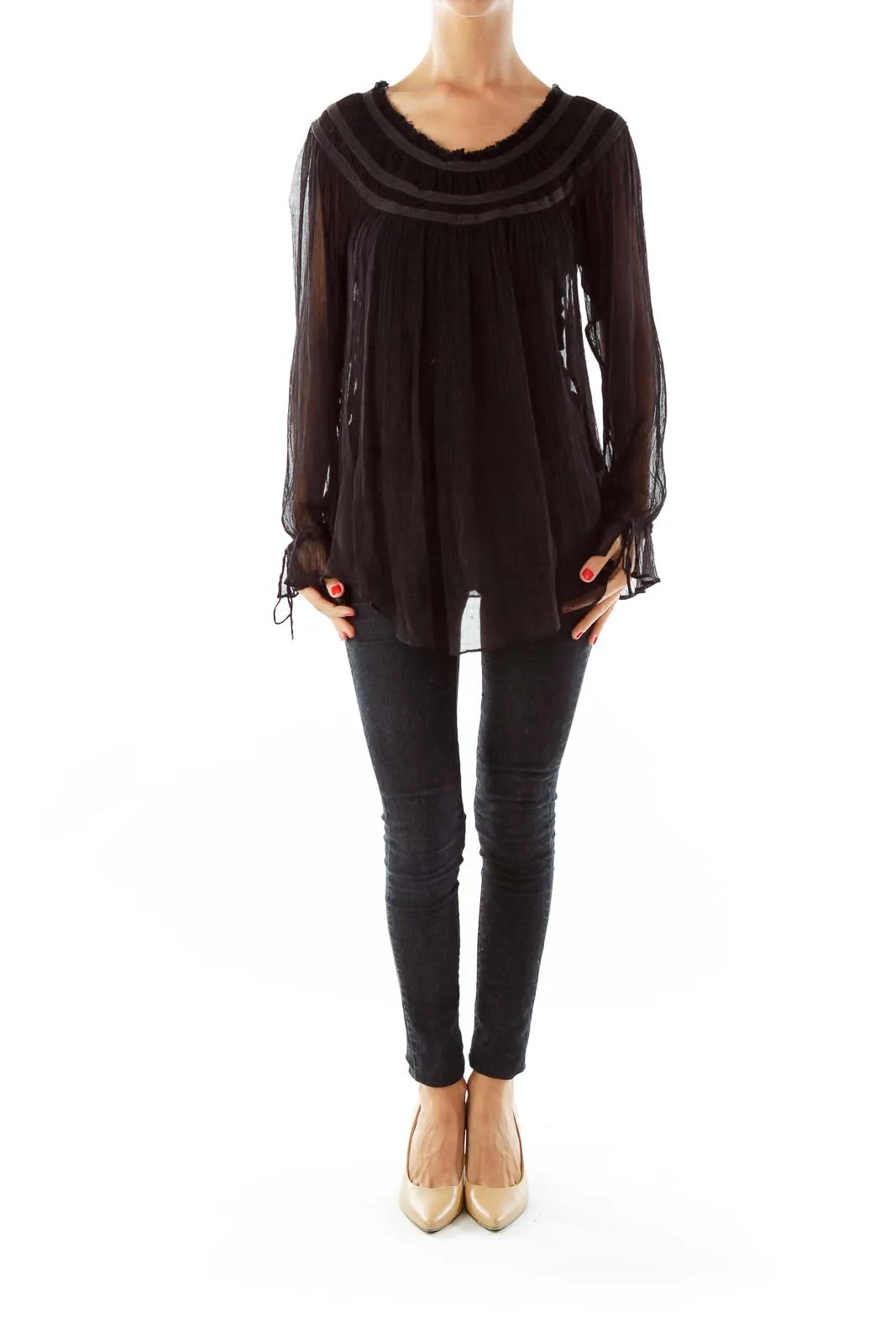 Black Sheer Loose Blouse