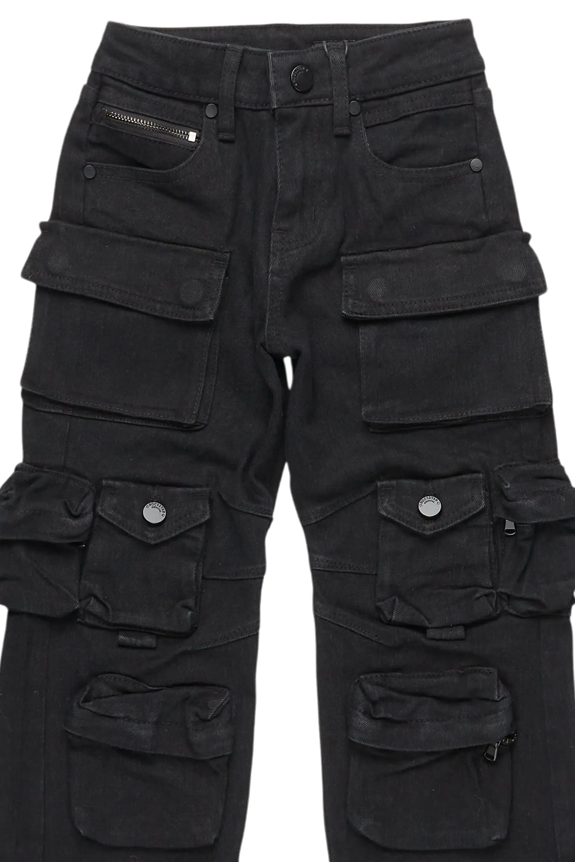 Boys Mahesh Black Baggy Cargo Jean