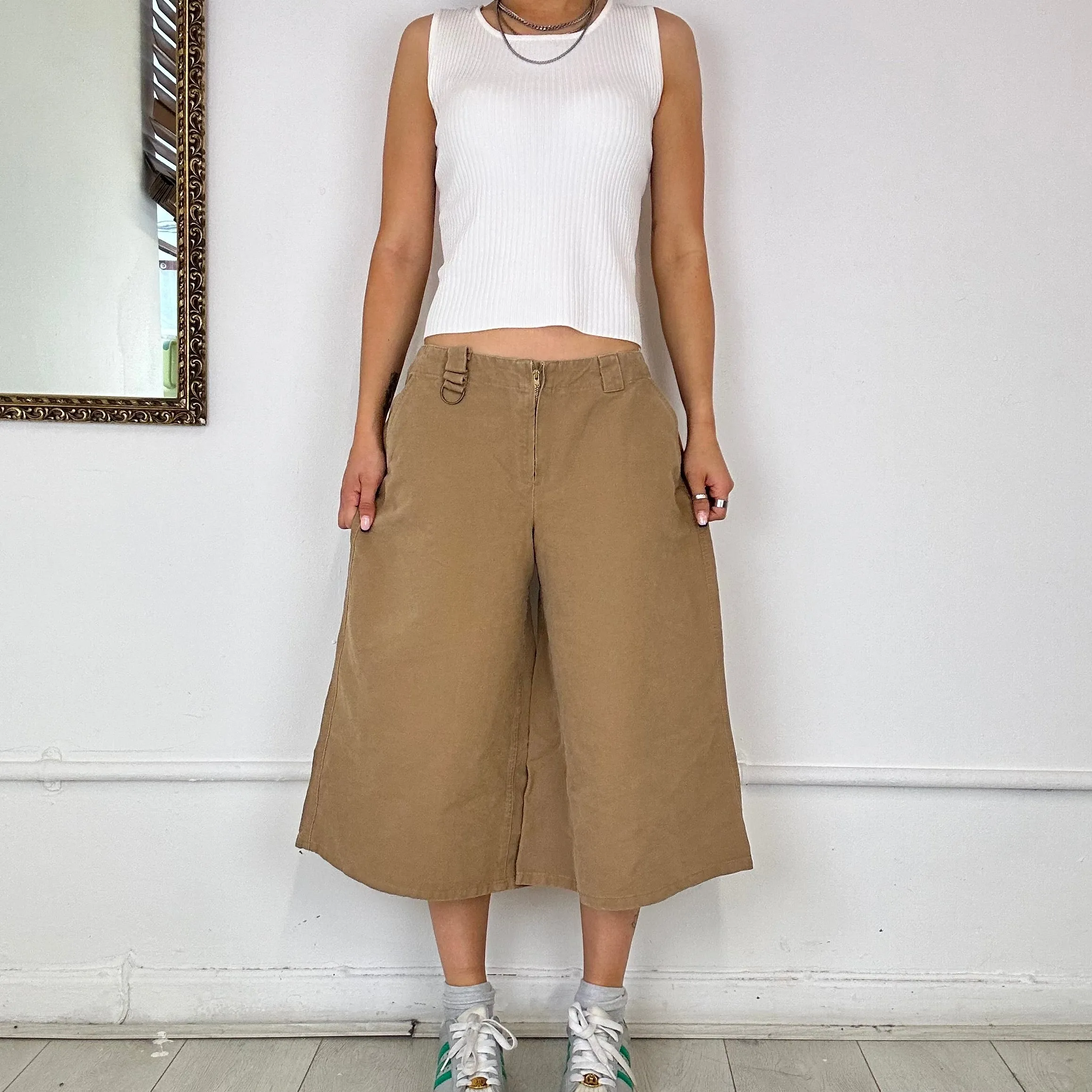 brown baggy wide leg shorts