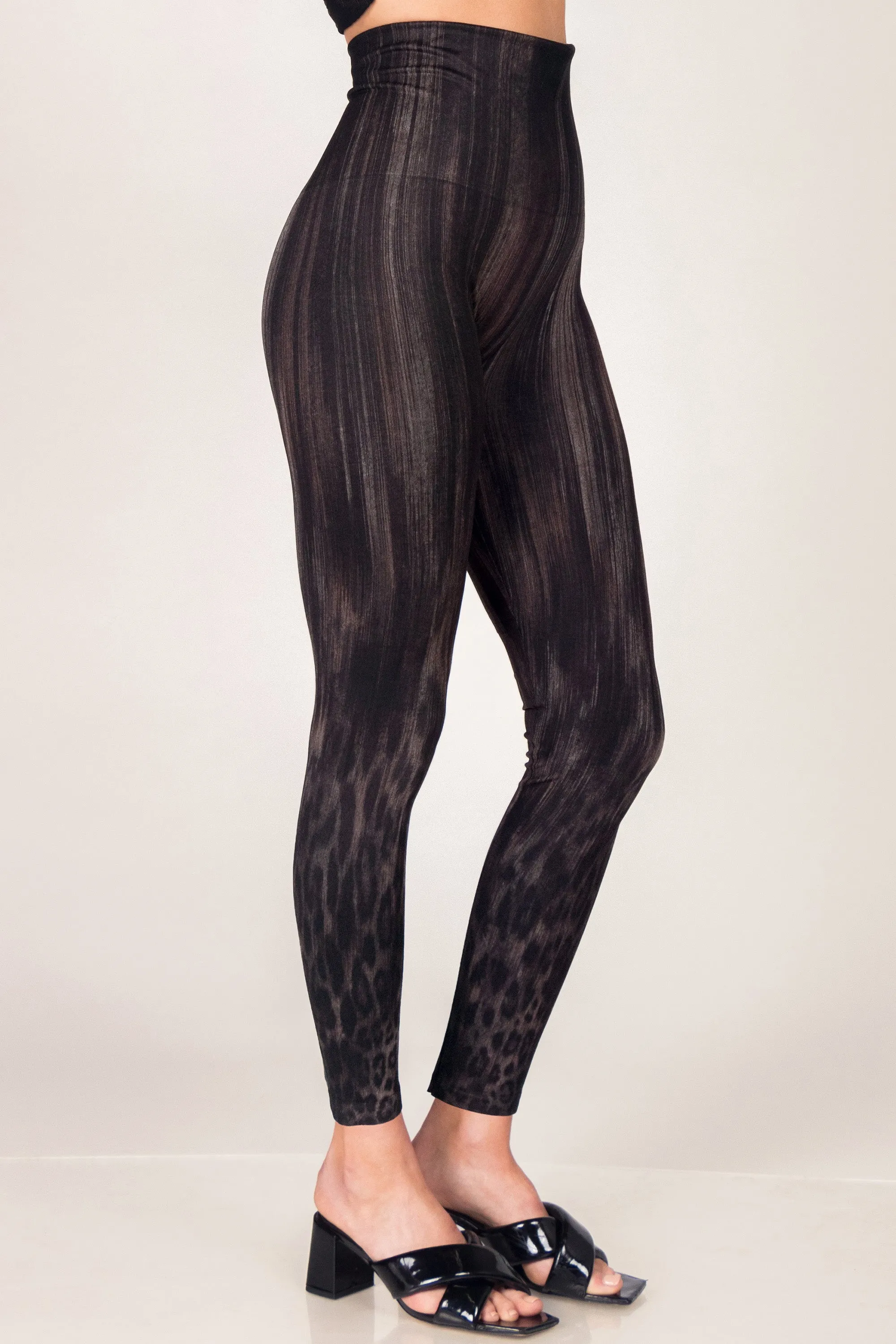 Burnt Umber Leopard Ombre Printed Leggings