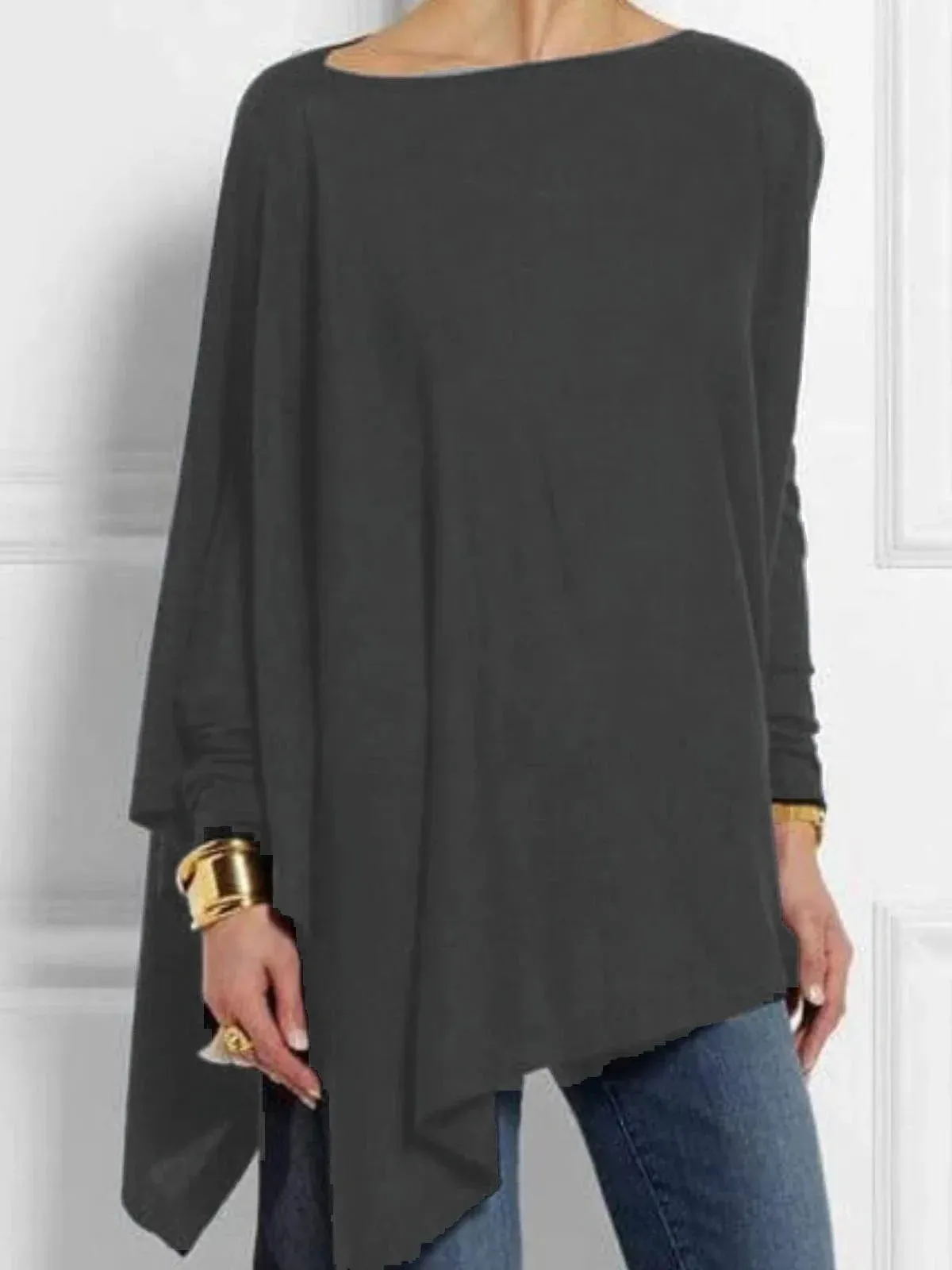 Casual Long Sleeve Loose Tunic Blouse