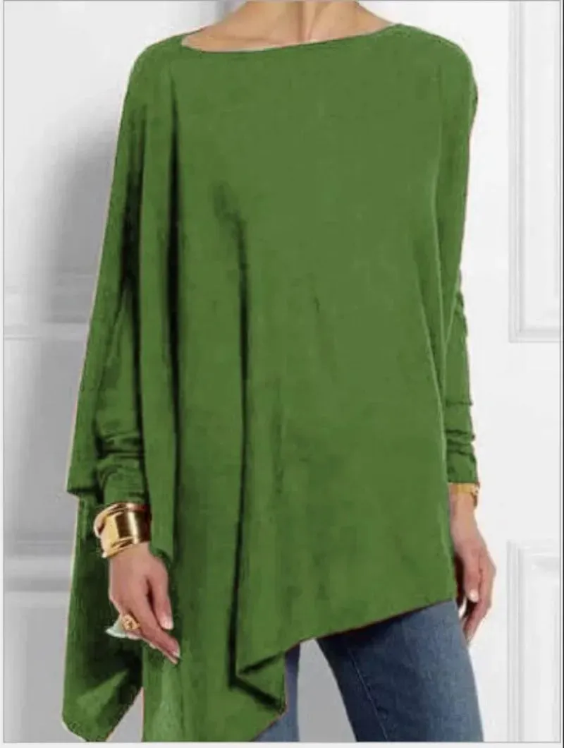 Casual Long Sleeve Loose Tunic Blouse