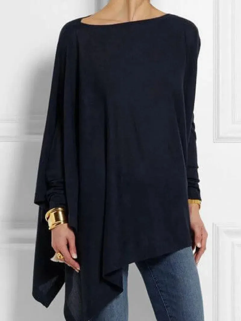 Casual Long Sleeve Loose Tunic Blouse