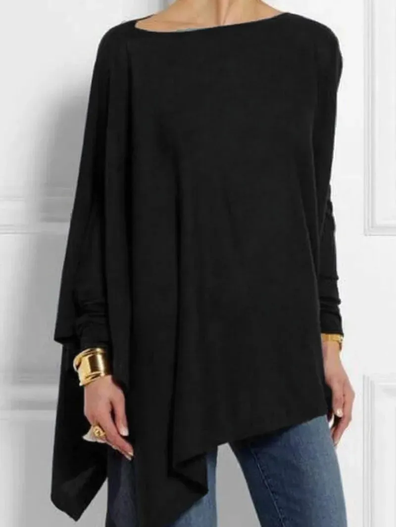 Casual Long Sleeve Loose Tunic Blouse