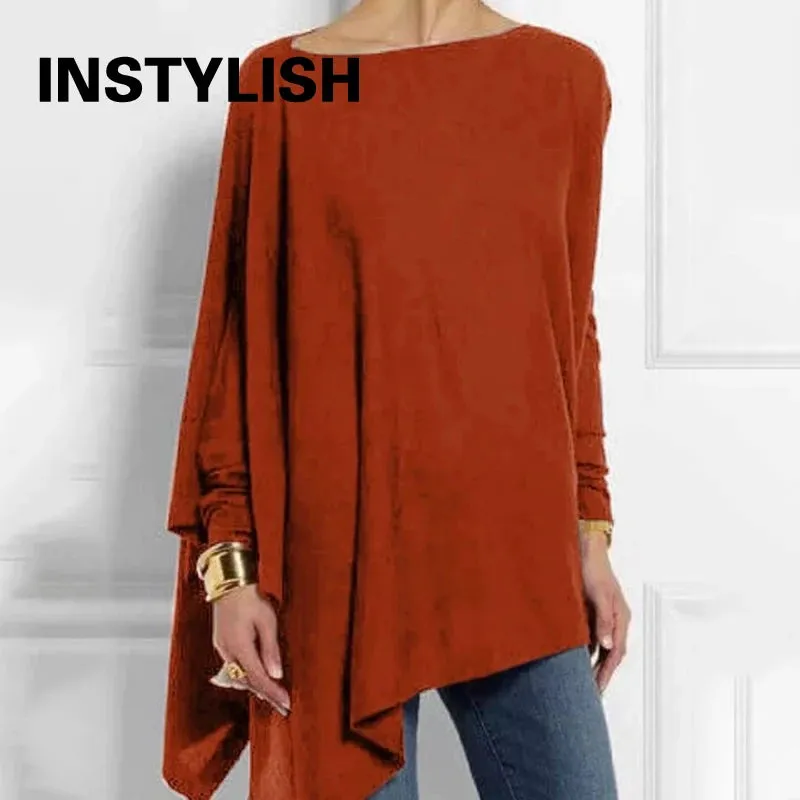 Casual Long Sleeve Loose Tunic Blouse