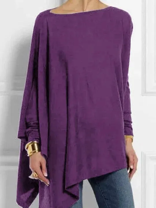 Casual Long Sleeve Loose Tunic Blouse