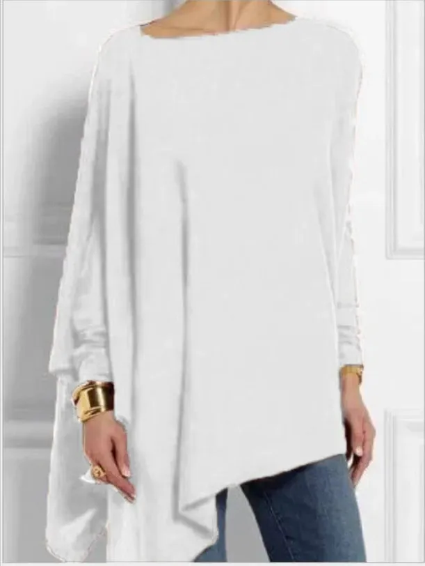 Casual Long Sleeve Loose Tunic Blouse