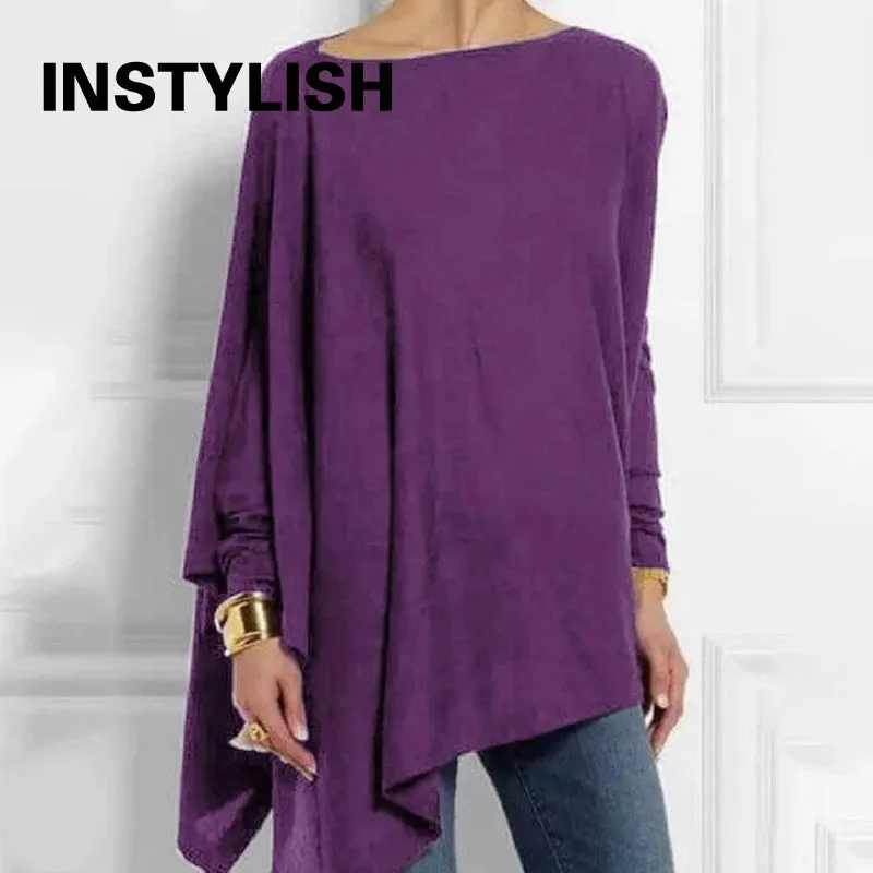 Casual Long Sleeve Loose Tunic Blouse