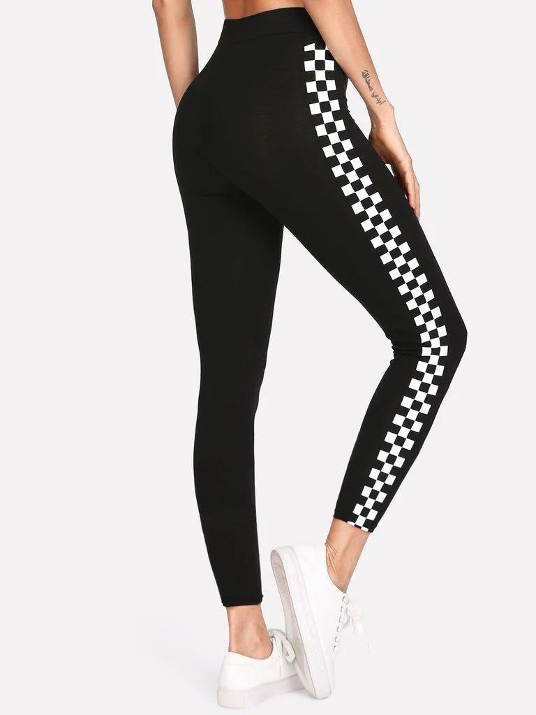 Checkered Sideseam Stretch Leggings