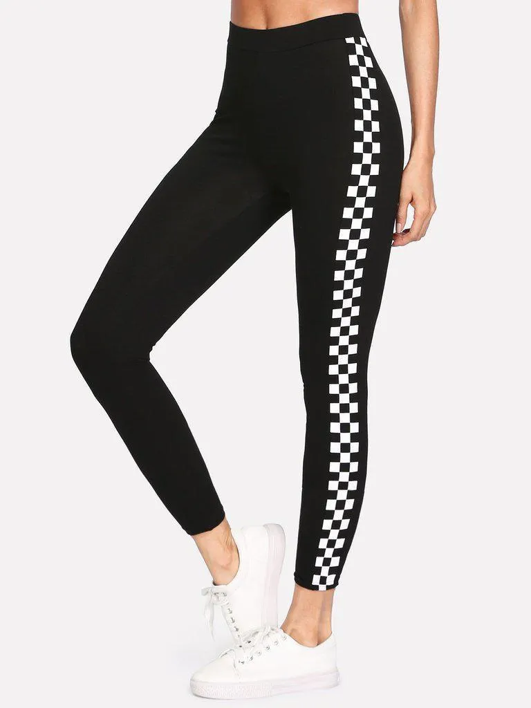 Checkered Sideseam Stretch Leggings