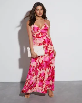 Chiara Floral Cowl Neck Maxi Dress