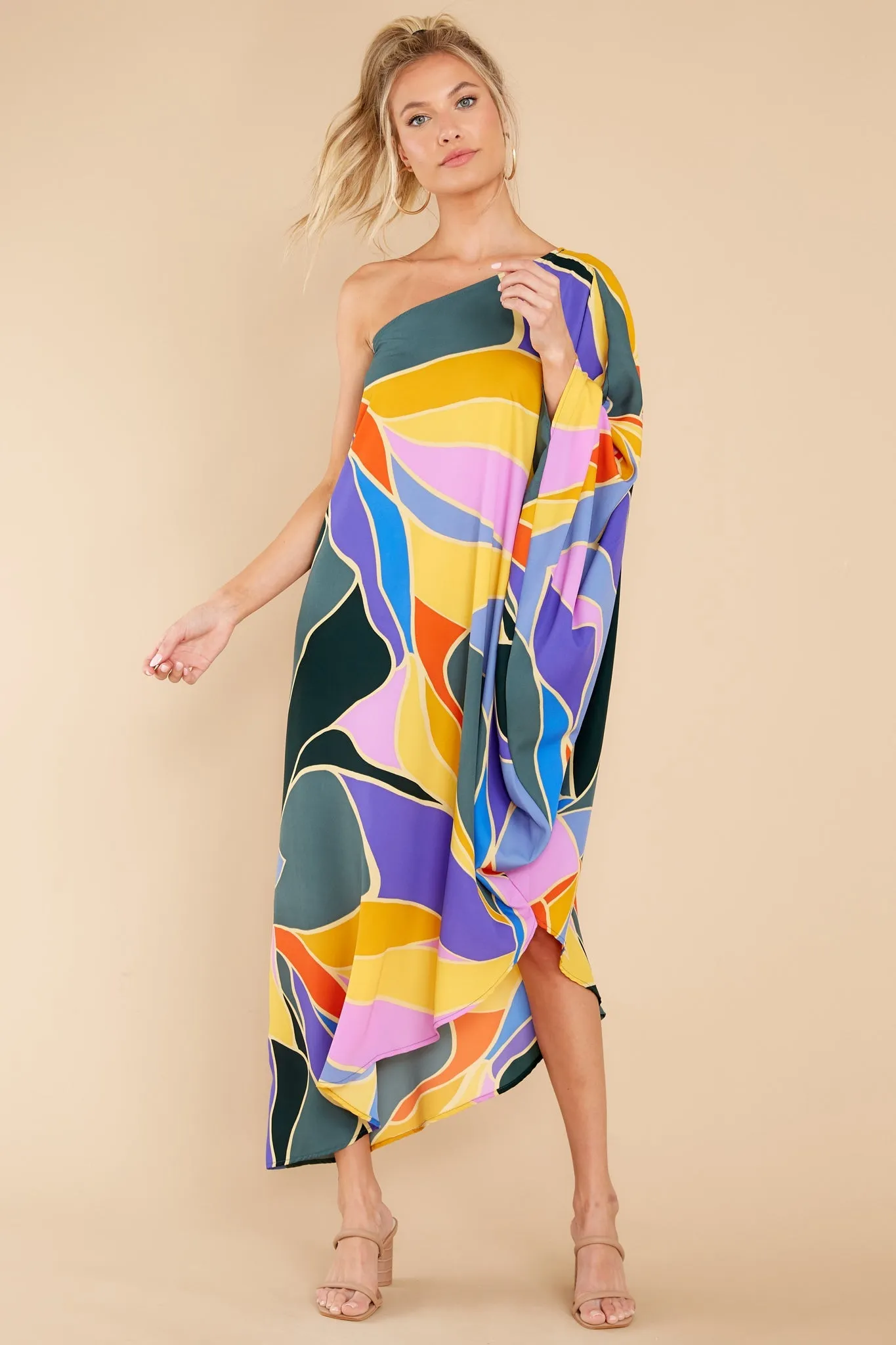 Dare To Love Teal Multi Print Maxi Dress