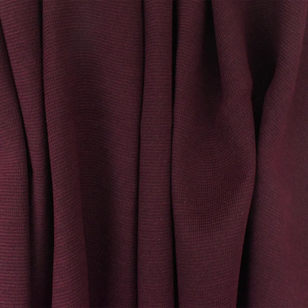 Dark Maroon-Green Texture Stretch Bonded Double Knit Fabric