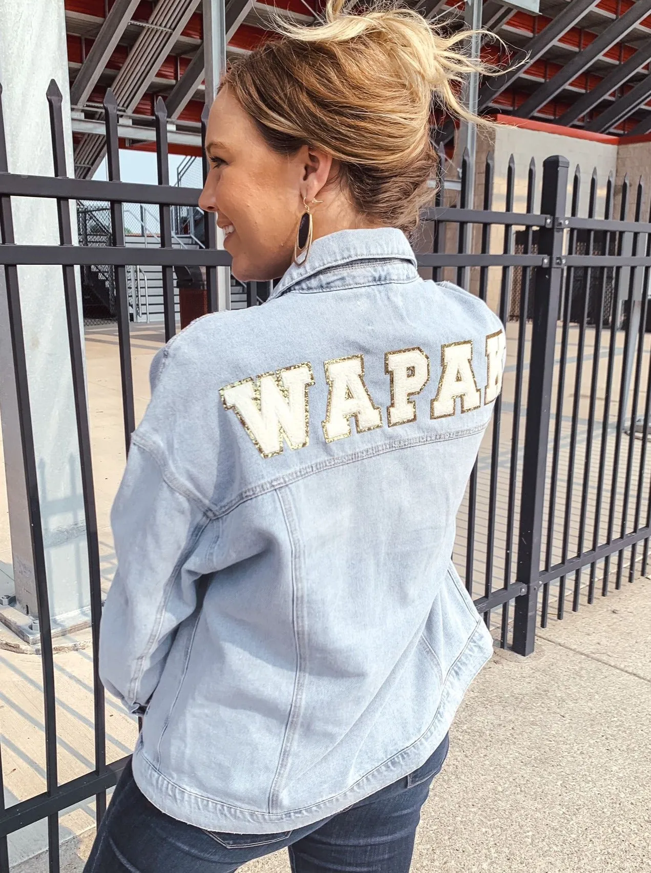 Denim Wapak Jacket - WHITE LETTERS