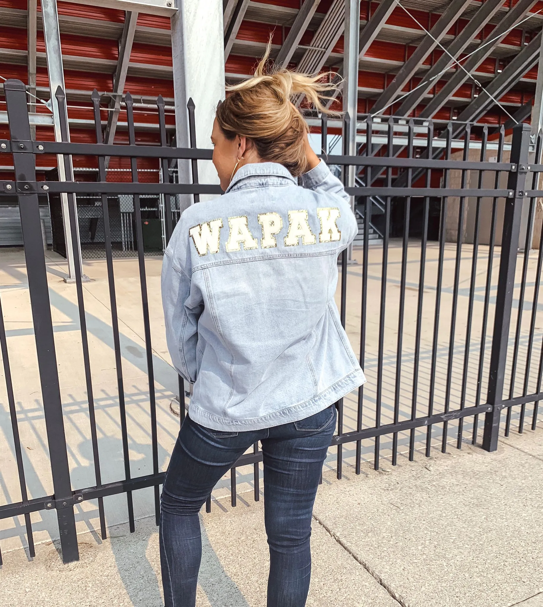 Denim Wapak Jacket - WHITE LETTERS