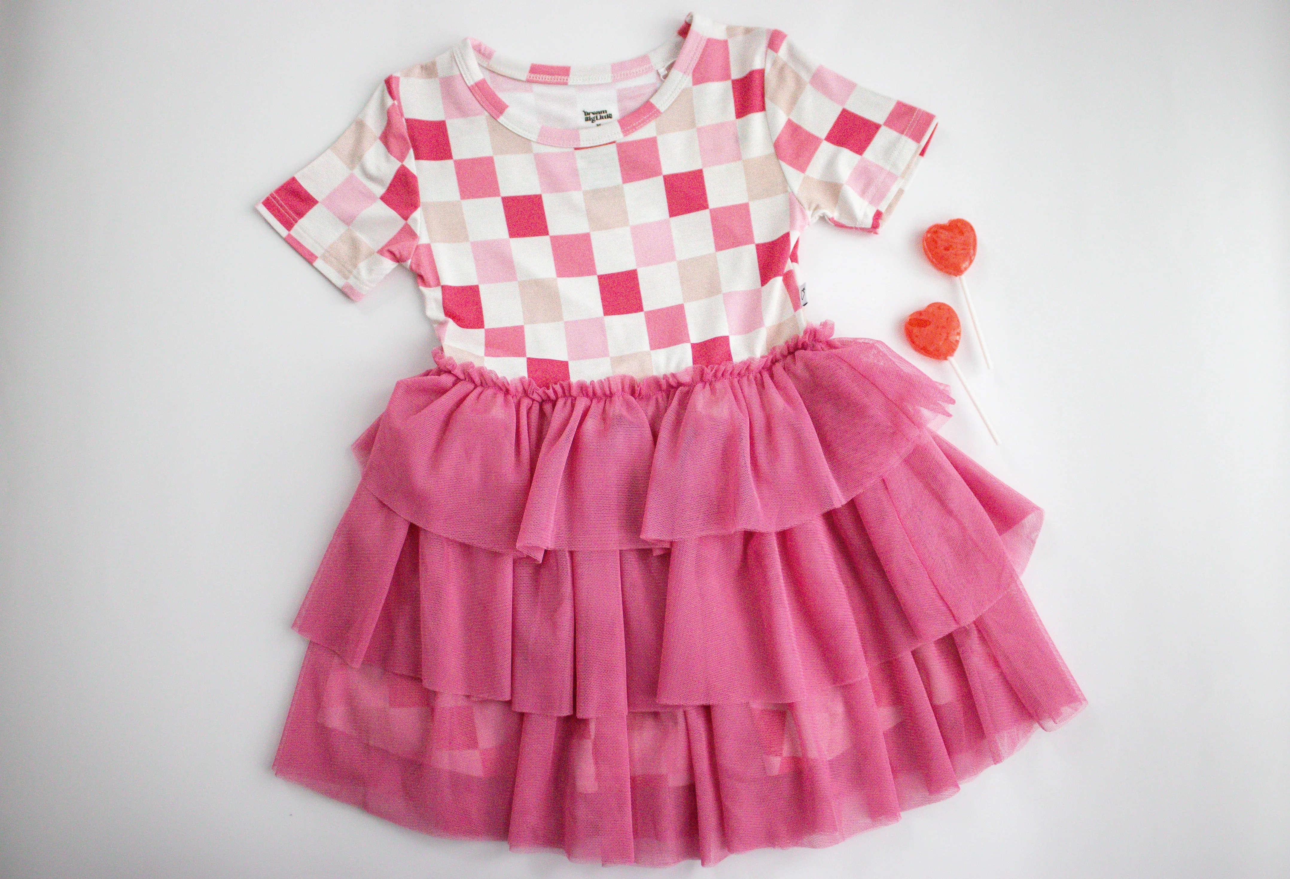 DREAMY PINK CHECKERS DREAM TUTU DRESS