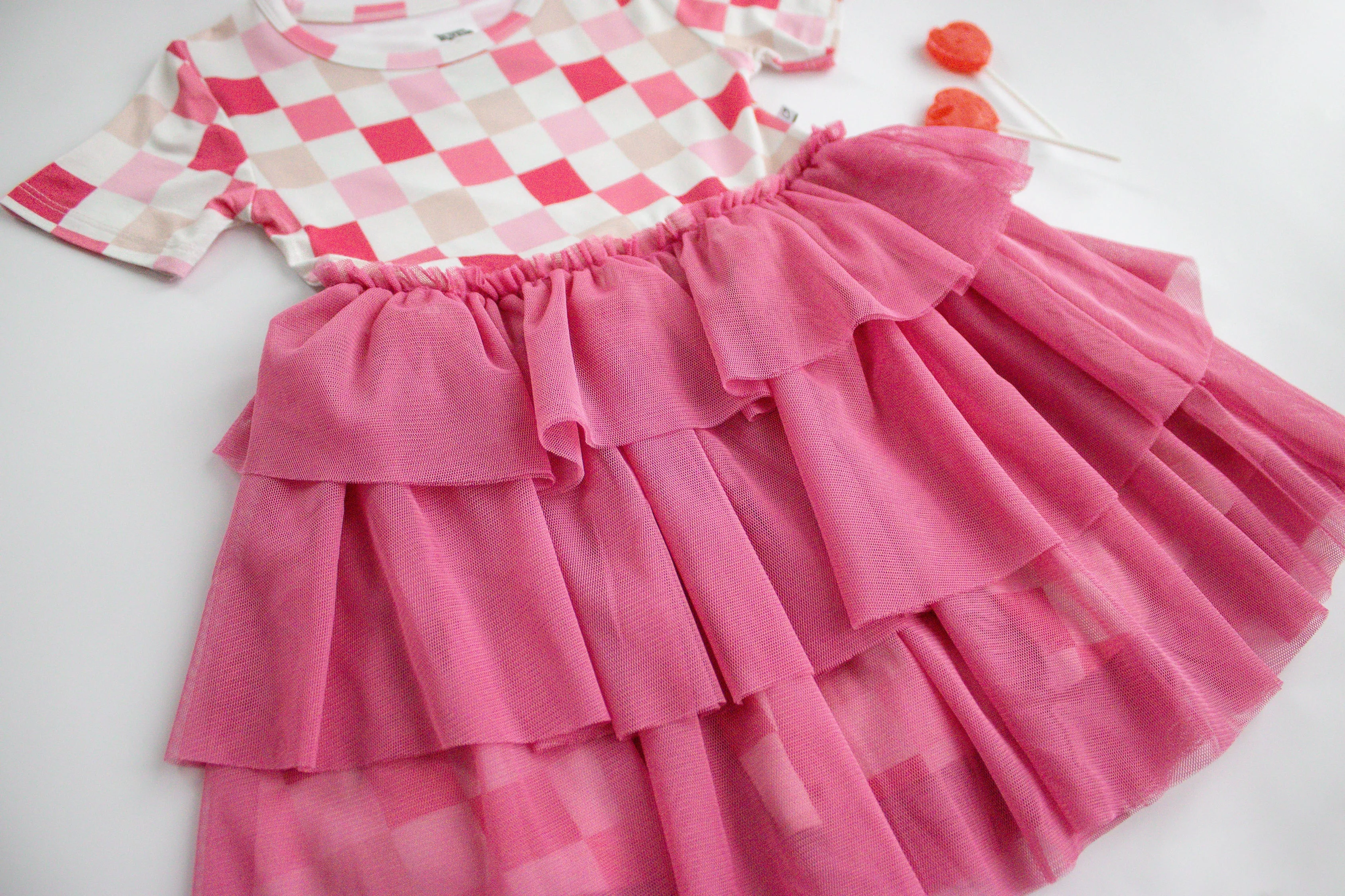 DREAMY PINK CHECKERS DREAM TUTU DRESS