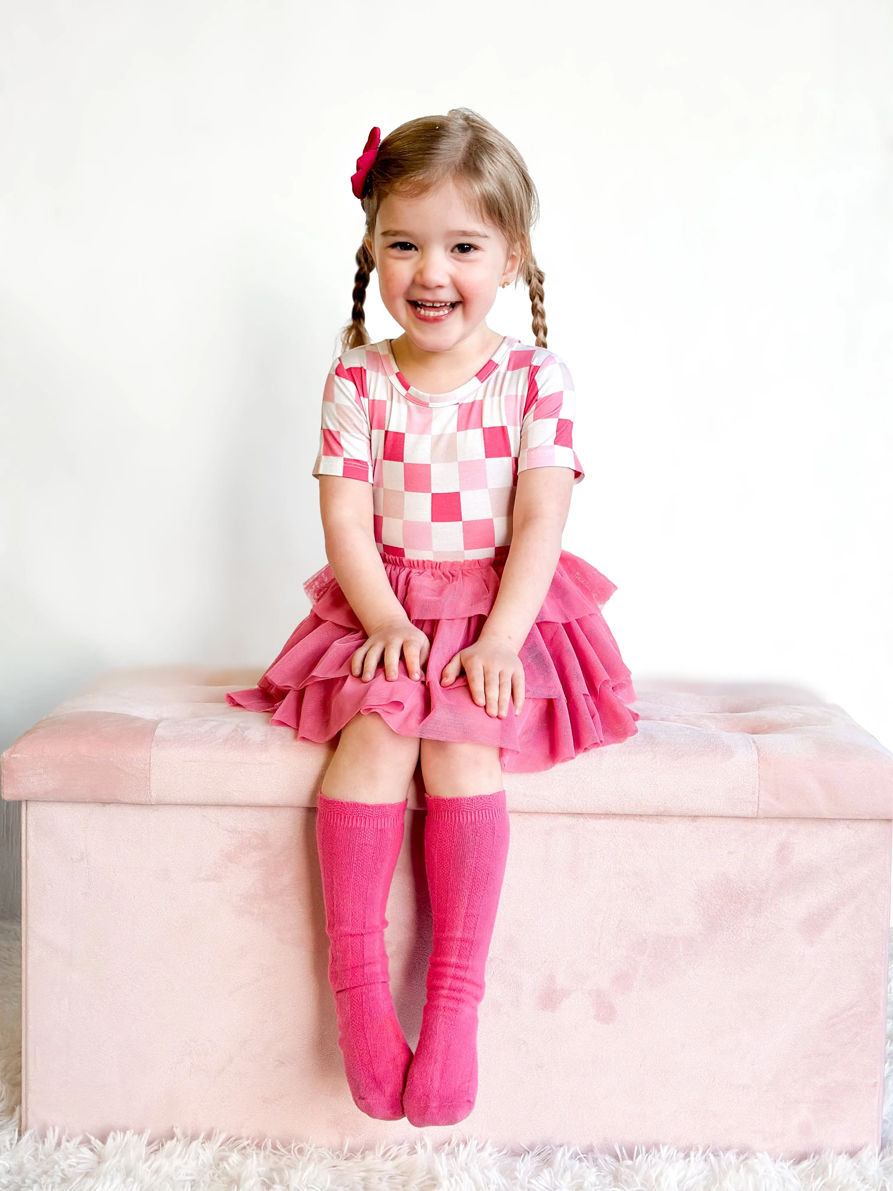 DREAMY PINK CHECKERS DREAM TUTU DRESS