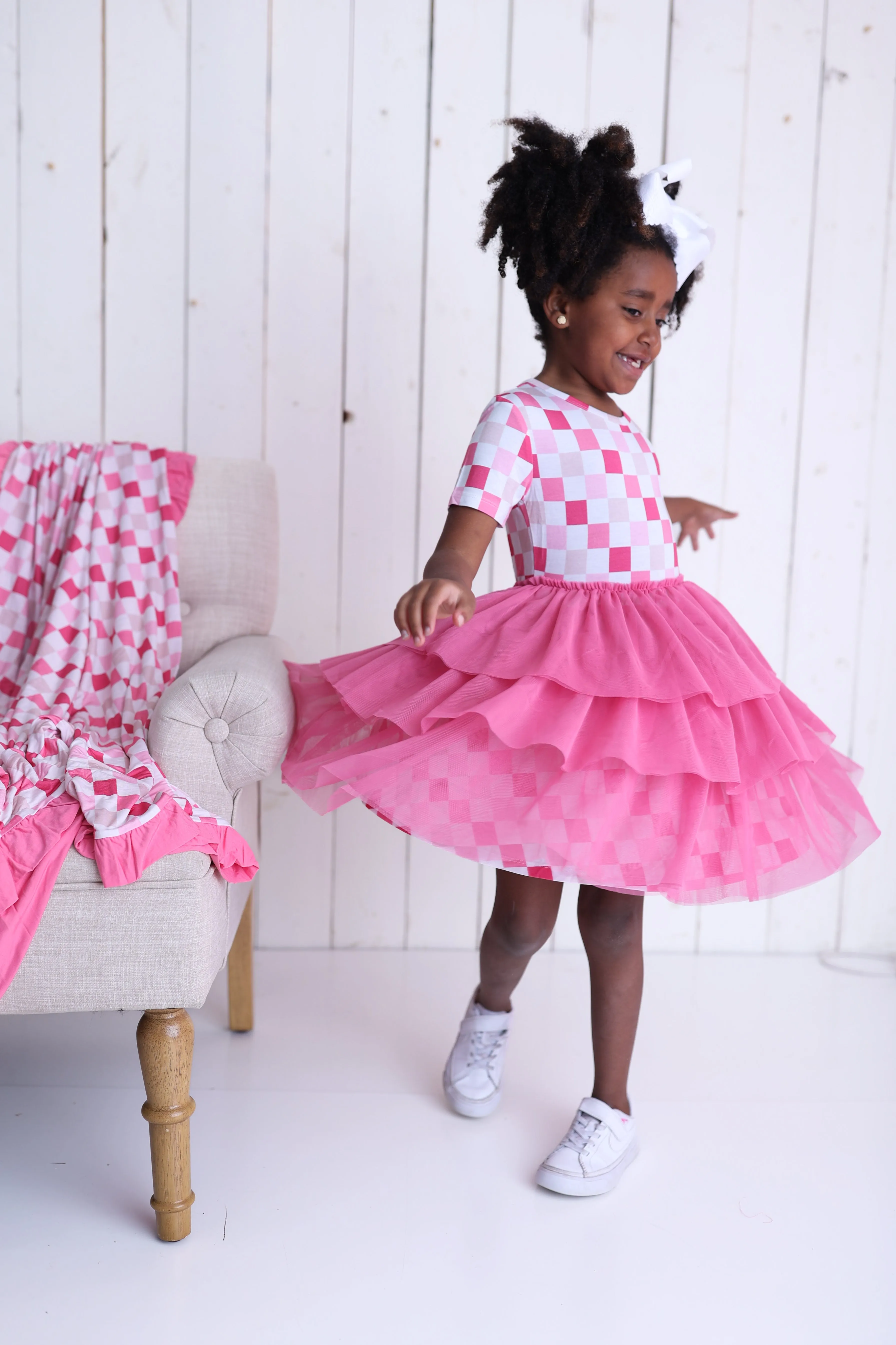 DREAMY PINK CHECKERS DREAM TUTU DRESS