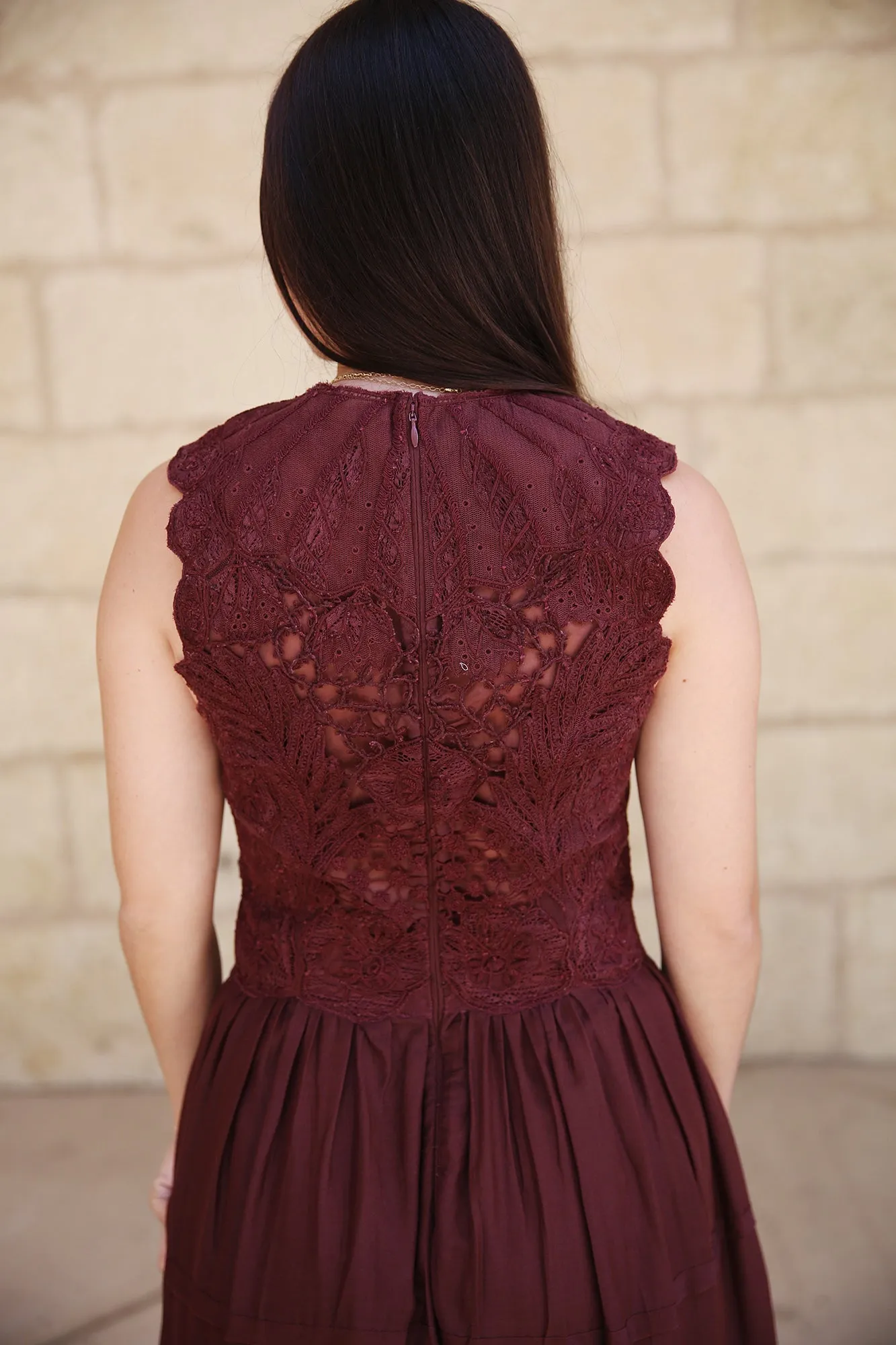 Fleur Dress Garden Floral Lace Bordeaux