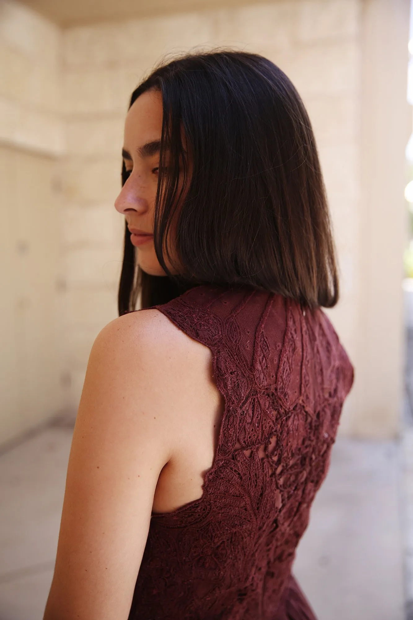 Fleur Dress Garden Floral Lace Bordeaux