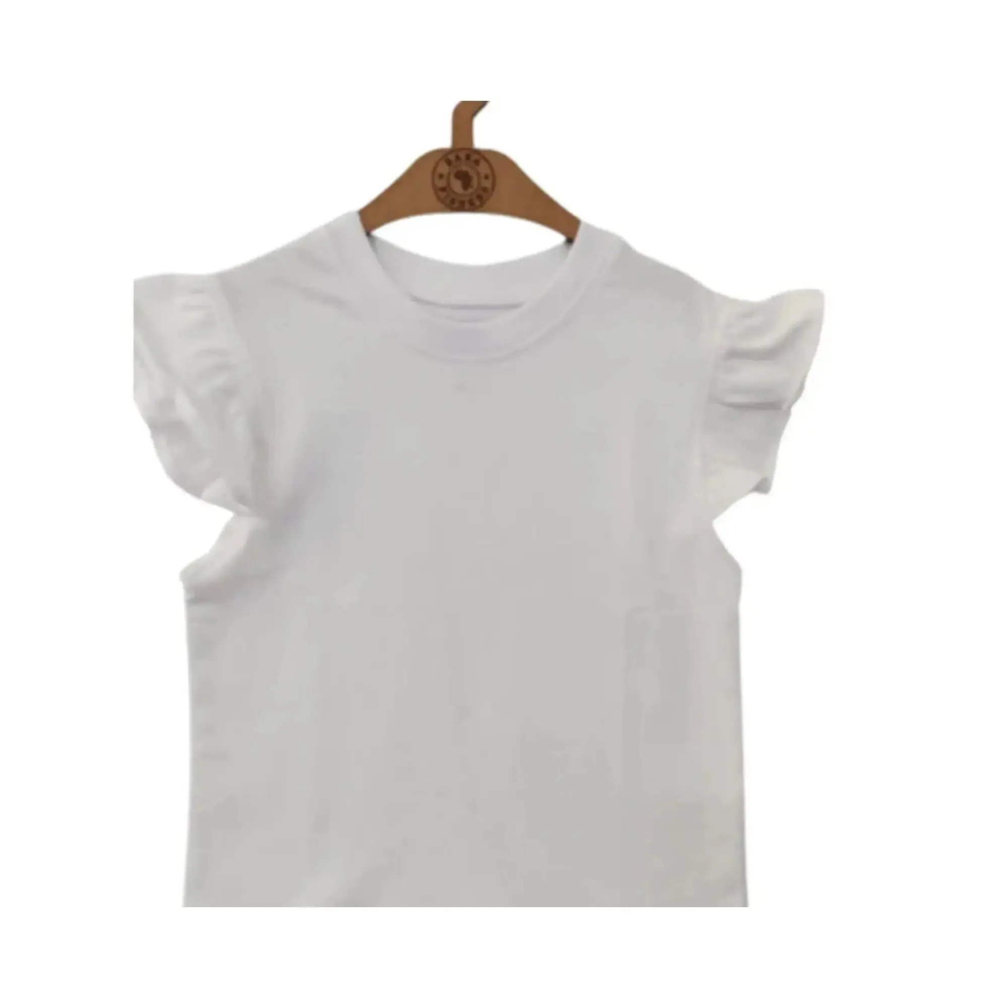 FRILLY ARM TEE - PLAIN WHITE