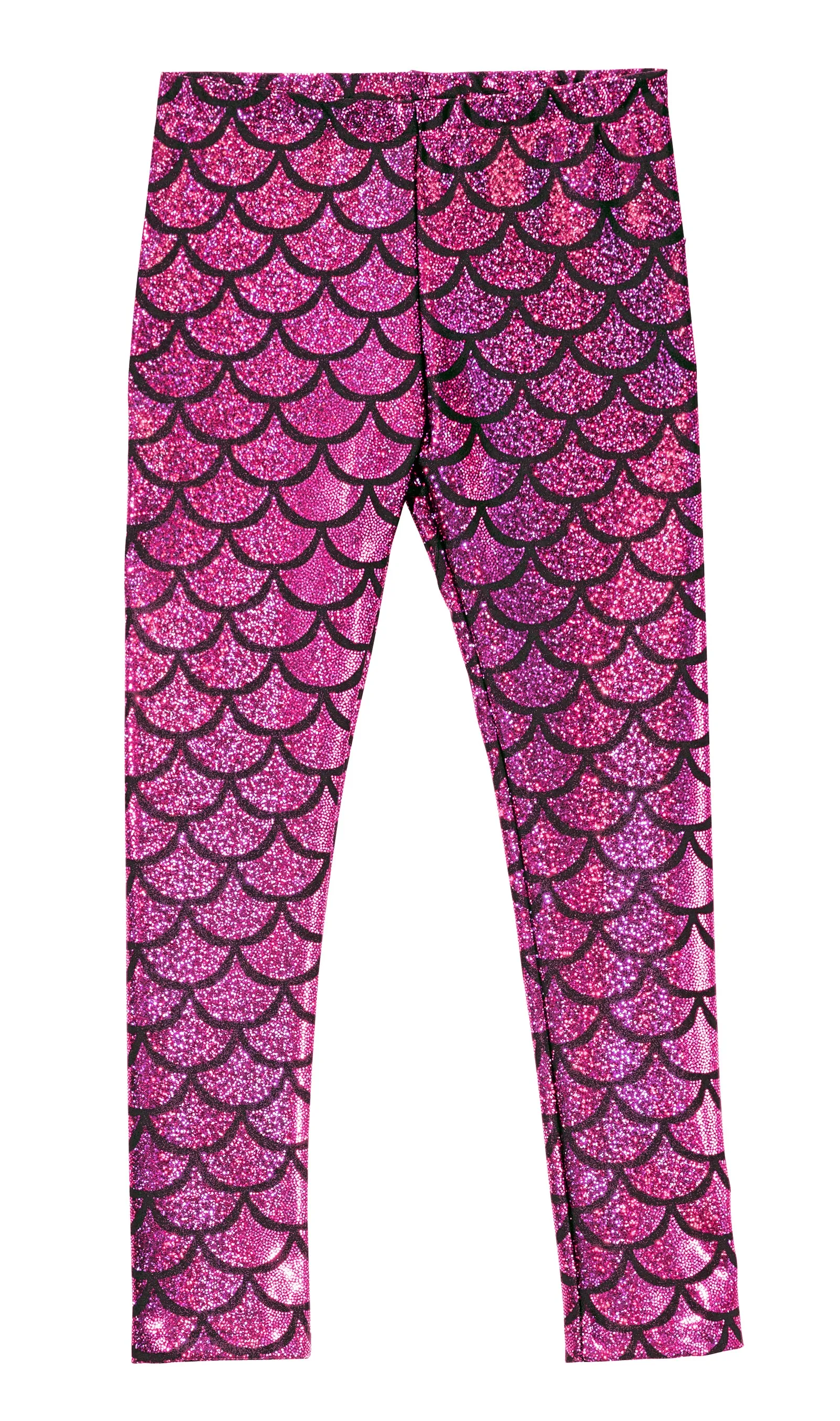 Girls Novelty Stretch Leggings  | Fuchsia Mermaid Sparkle