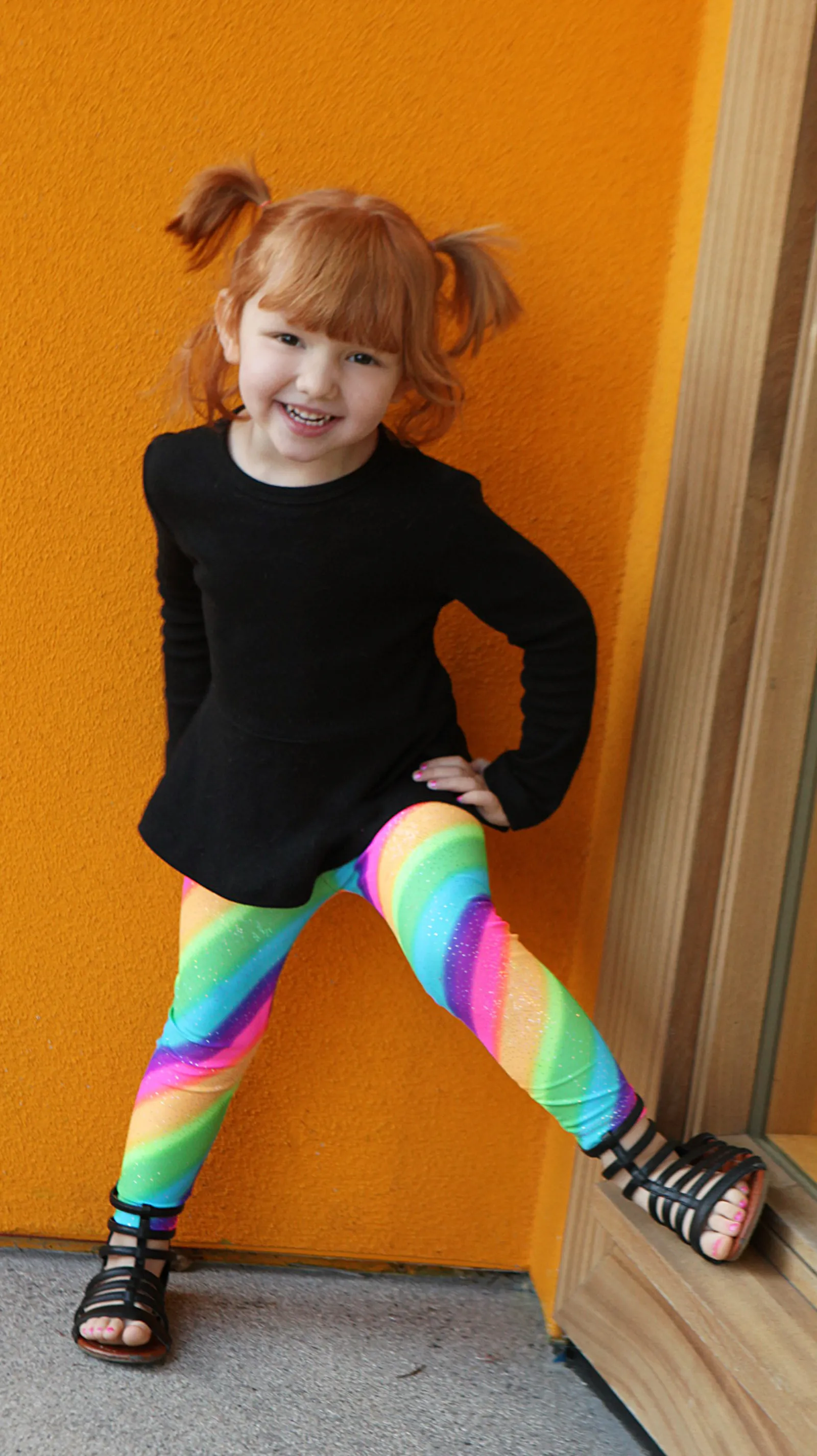 Girls Novelty Stretch Leggings  | Fuchsia Mermaid Sparkle