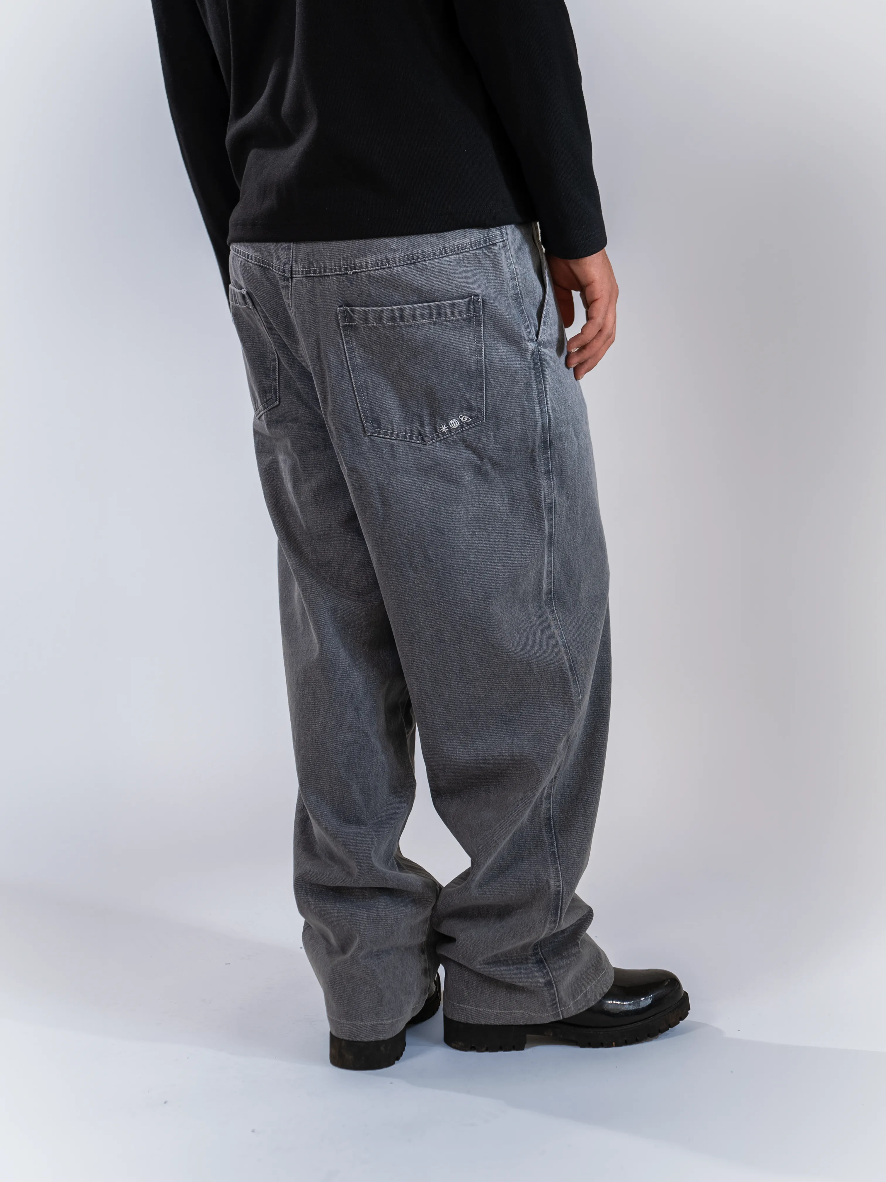 Grey Washed Baggy Jeans