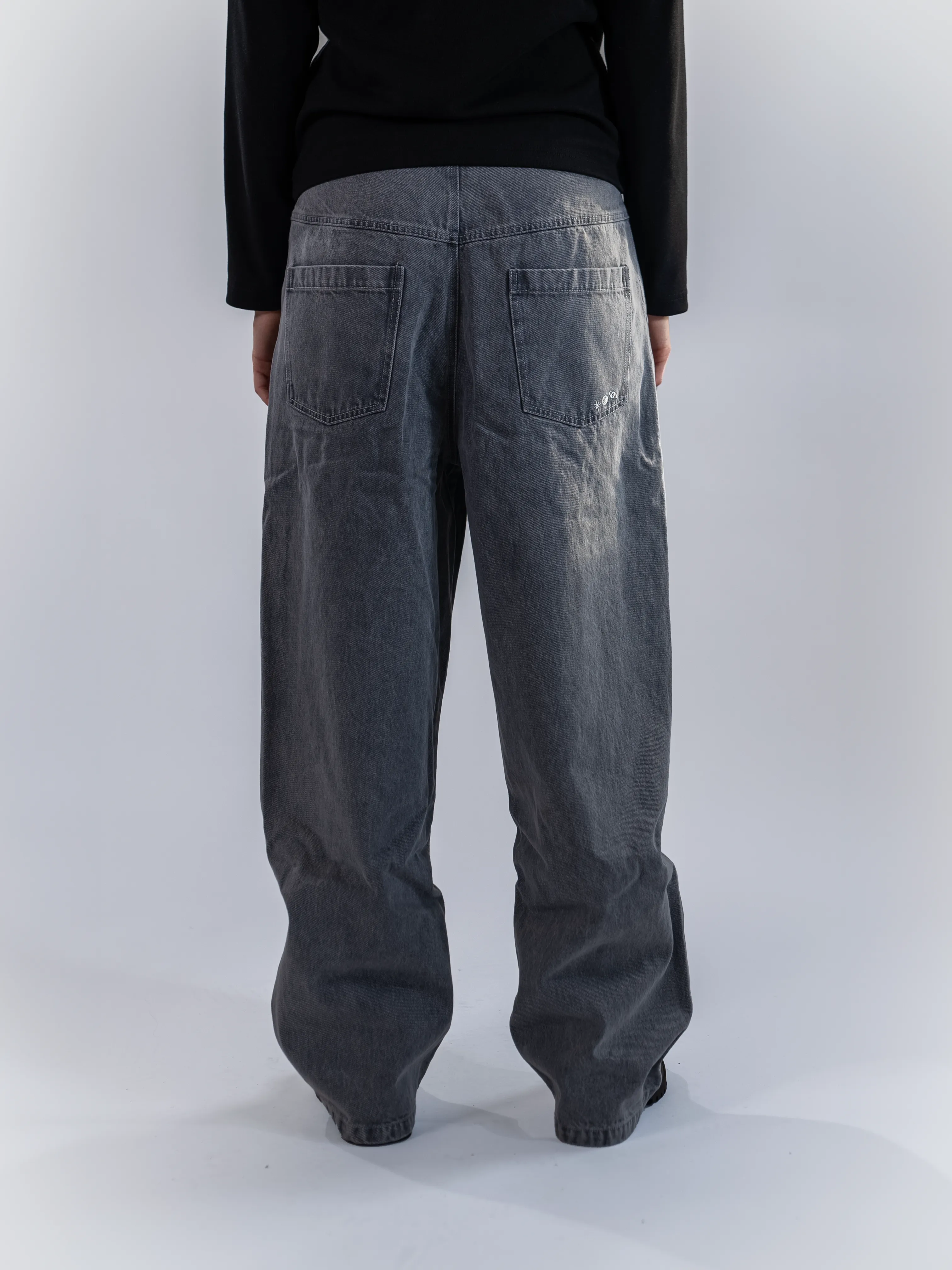 Grey Washed Baggy Jeans