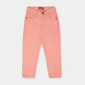 Heart Embroidered Cotton Pant For Girls - Rose