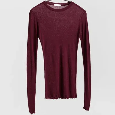 High Quality Plain Elastic Long Sleeve Tee