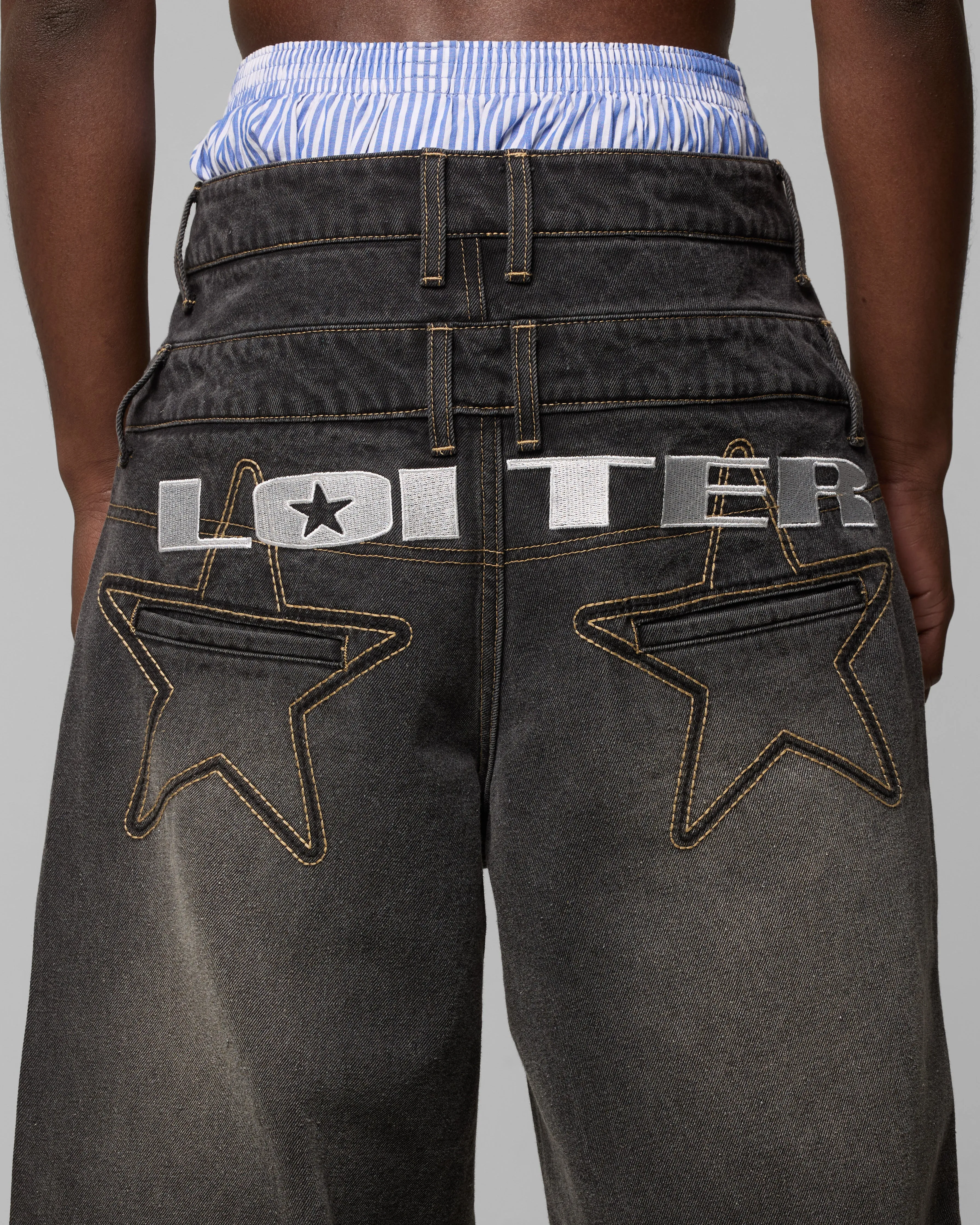 Loiter Star Layered Jeans Vintage Black