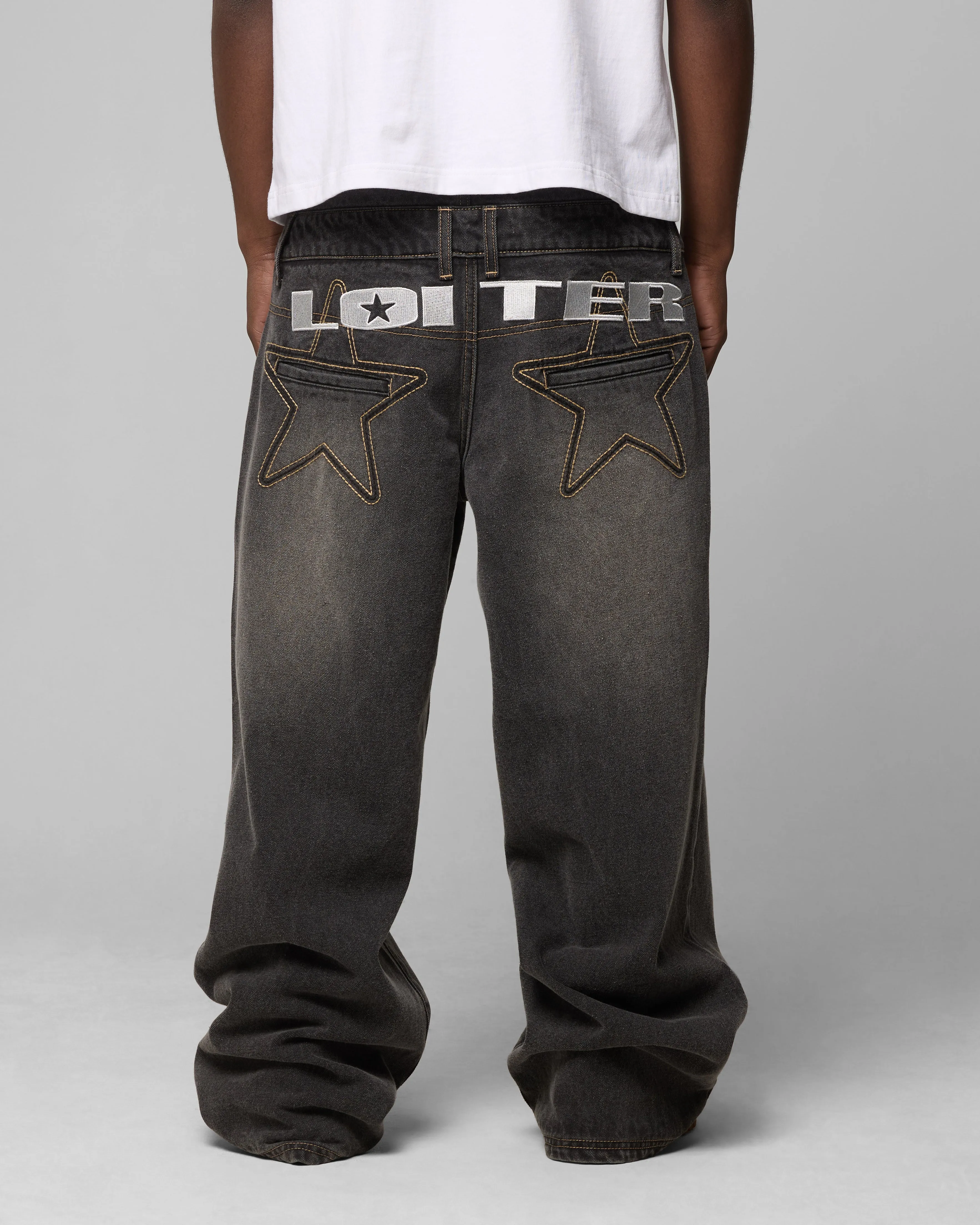 Loiter Star Layered Jeans Vintage Black