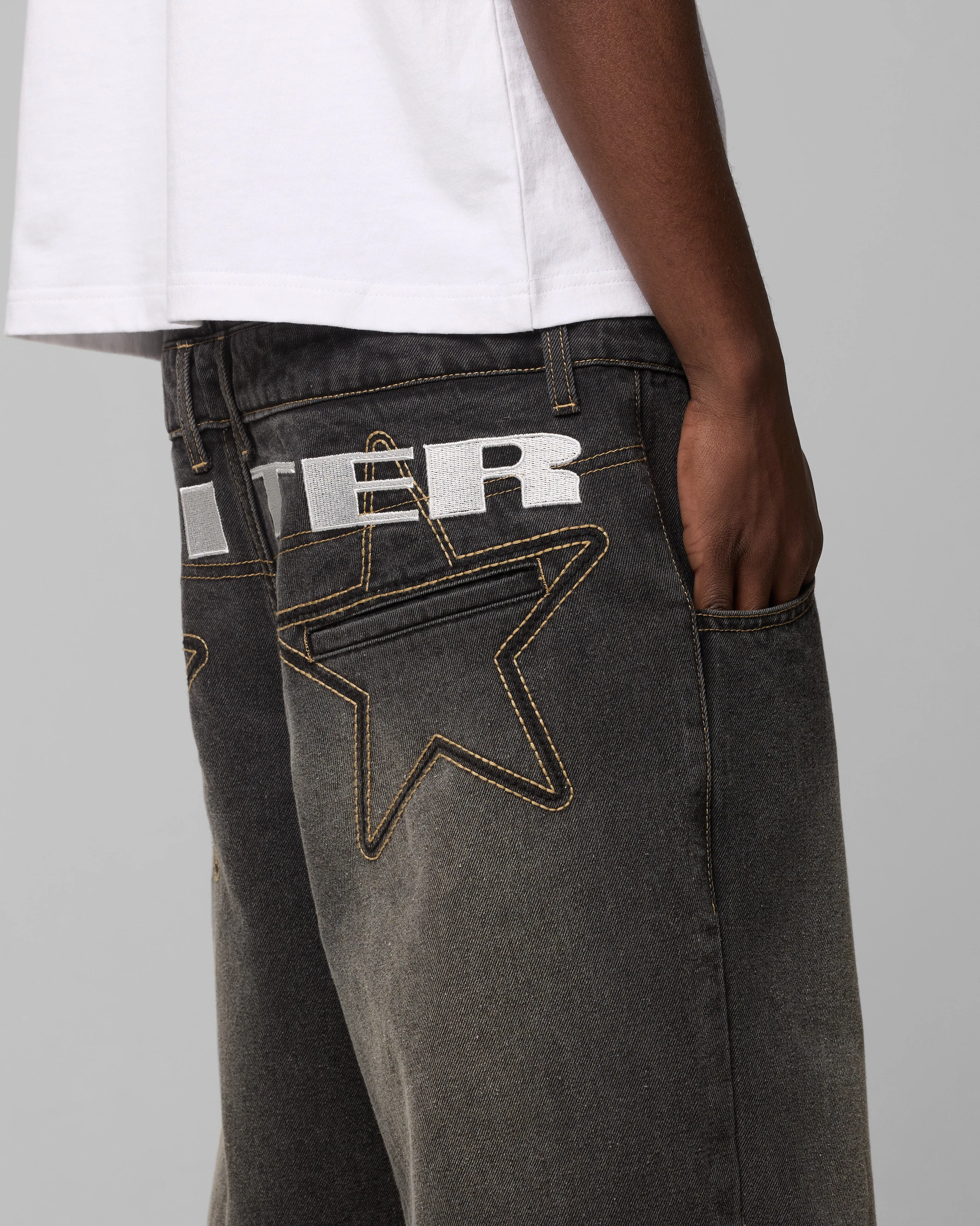 Loiter Star Layered Jeans Vintage Black