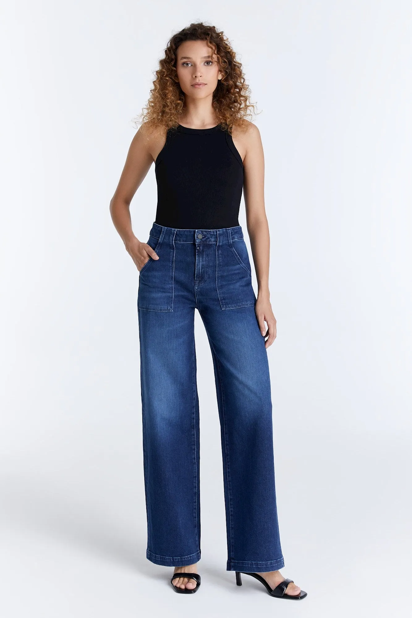 Lulu - High Waist Baggy Jeans - Dark Blue