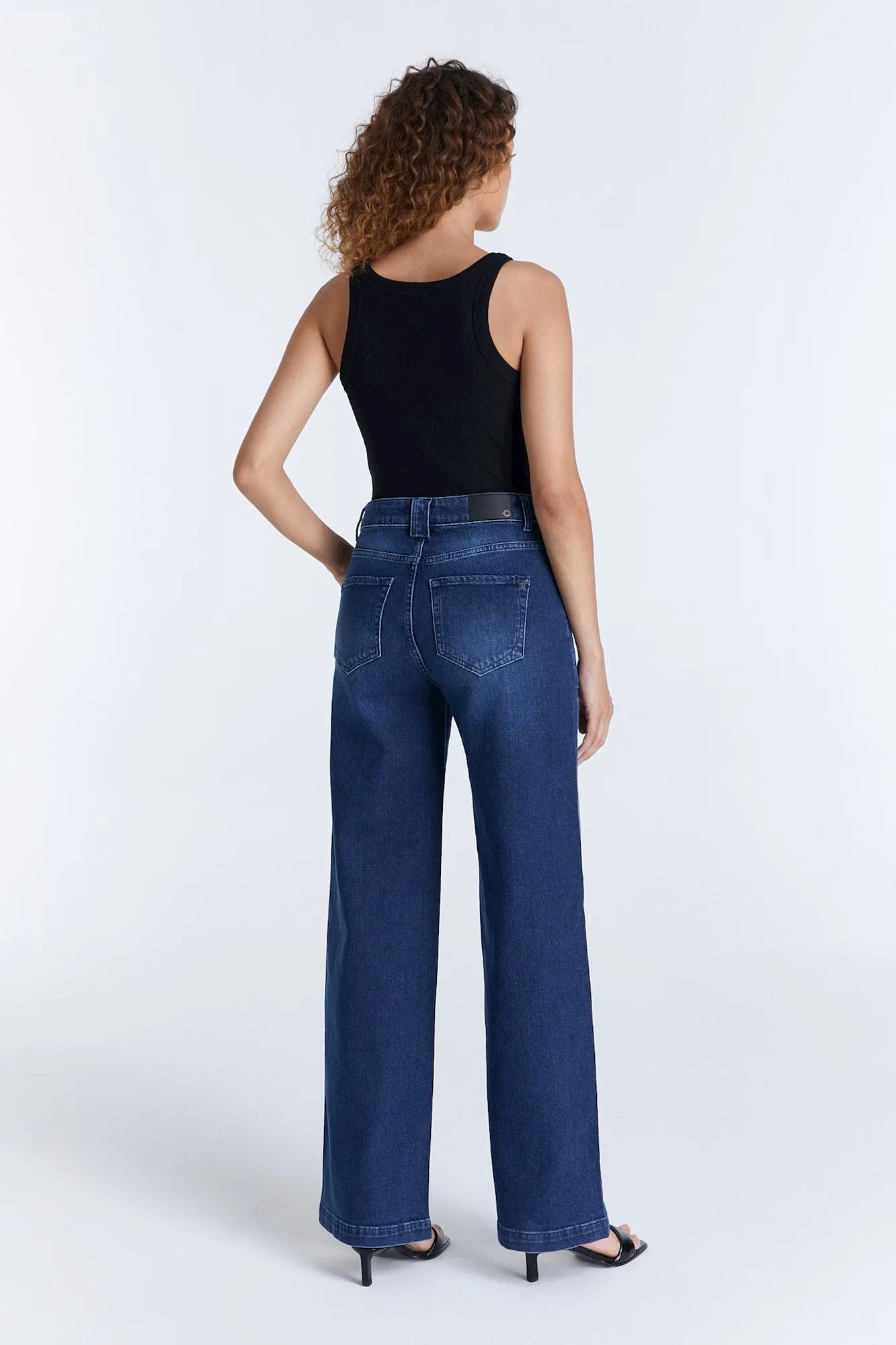 Lulu - High Waist Baggy Jeans - Dark Blue