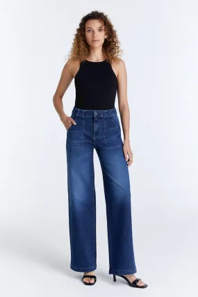 Lulu - High Waist Baggy Jeans - Dark Blue