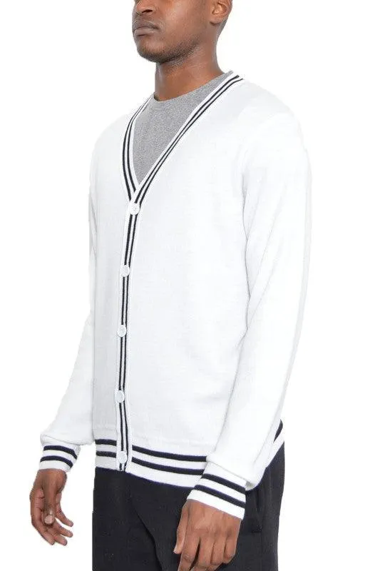 Mens Two Stripe Cardigan Sweaters