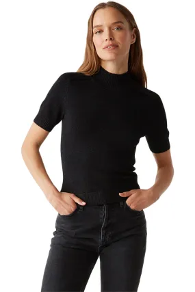 Michael Stars Sabel Mock Neck Top in Black