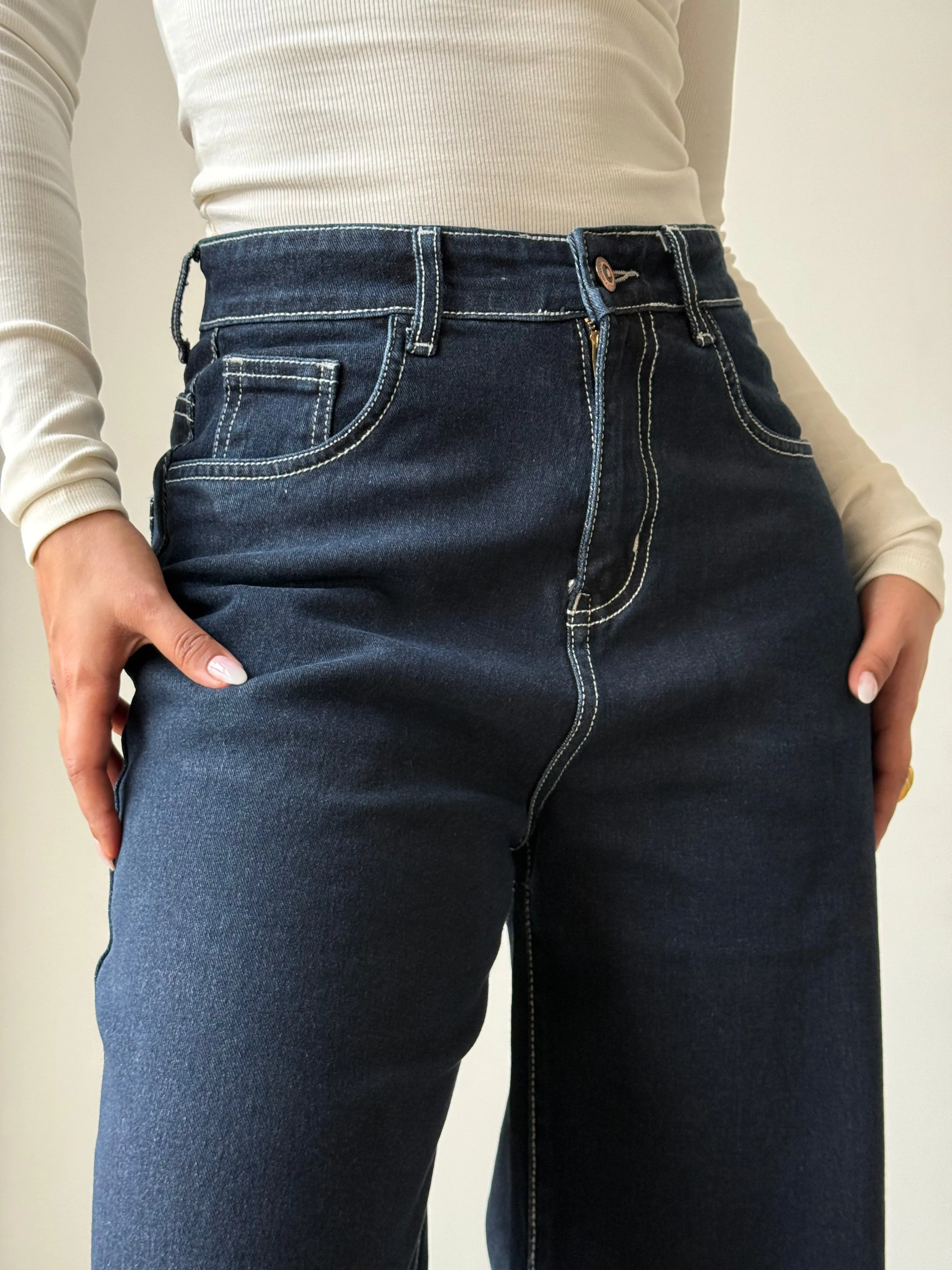 Midnight Indigo Baggy Wide Leg Jeans