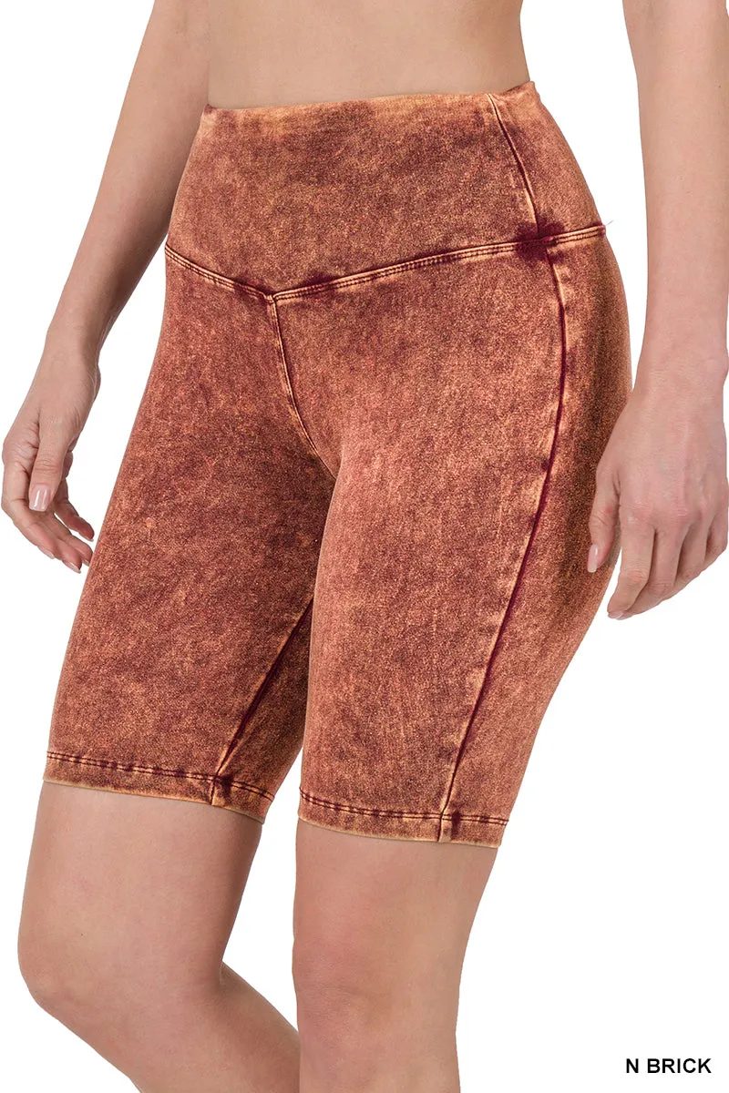 Mineral Wash Biker Shorts