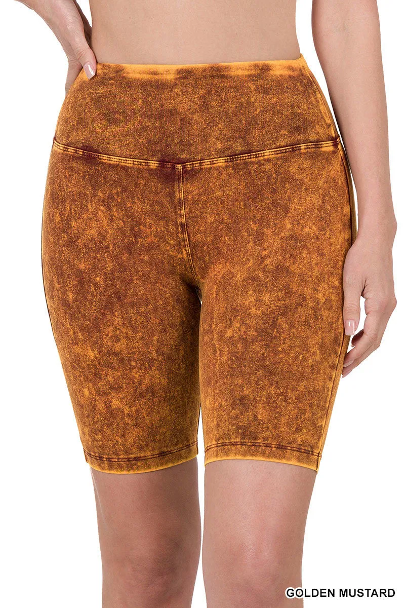 Mineral Wash Biker Shorts